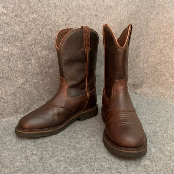 Cabela’s Men’s 11” Pinedale Brown Leather Pull Up Western Work Boots - Picture 3 of 9